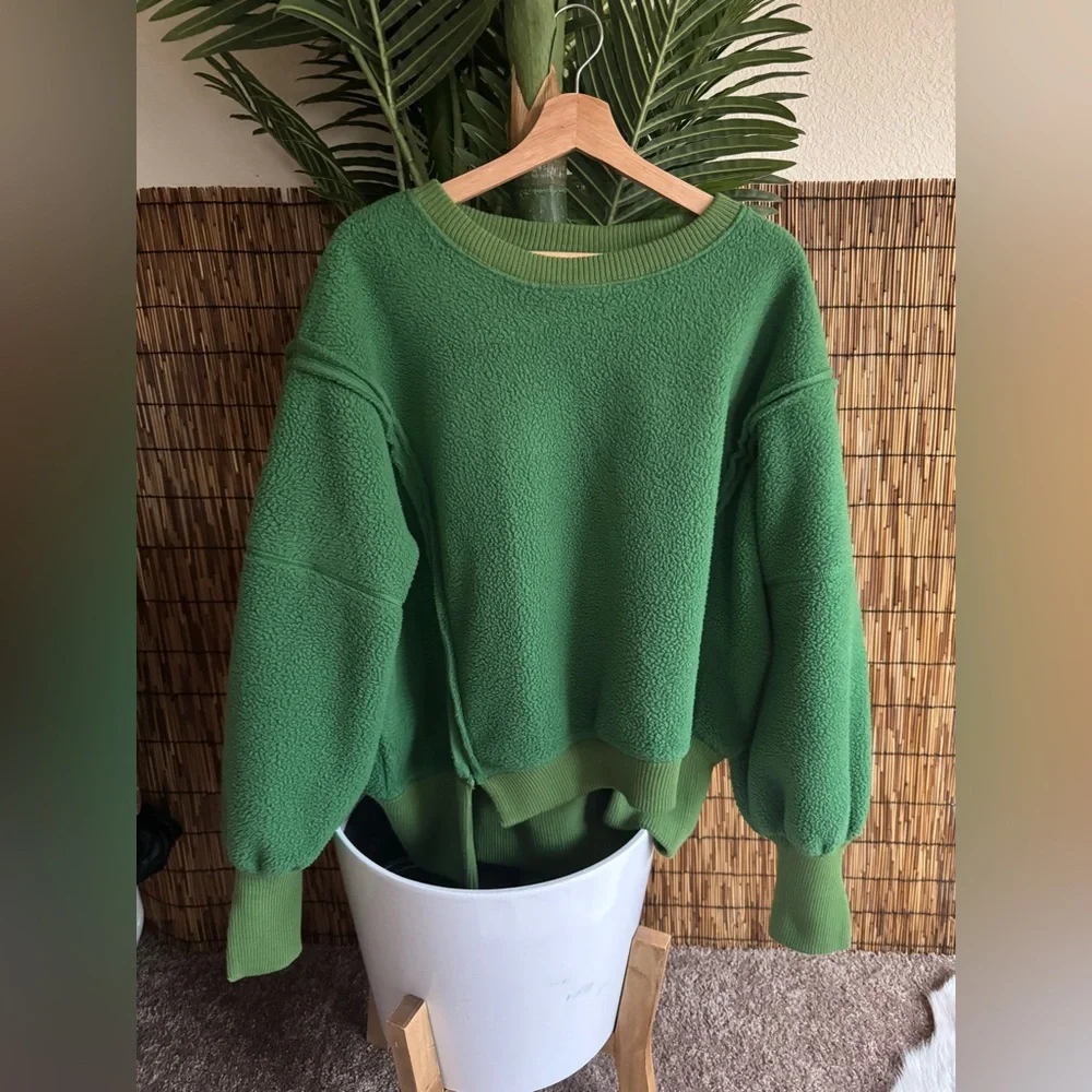 Free People We The Free Cozy Camden Green Crew Neck Sweater - Picture 2 of 6